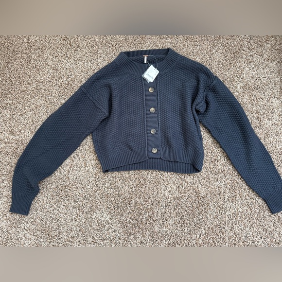 Free People Sweaters - Free People Navy Button-Up Cardigan